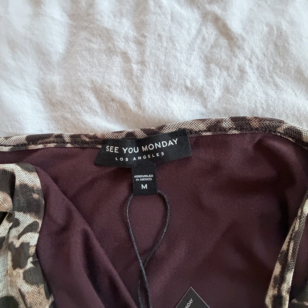 See You Monday Leopard‎ Print Mesh Cami Tank Top Womens Size M NWT - Picture 3 of 4